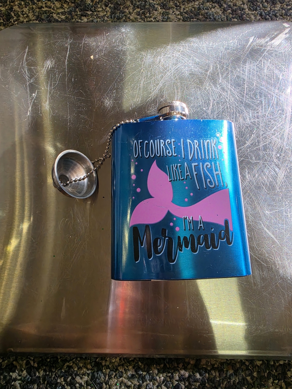 Women Swim Blue Mermaid Flask - Fun Beach Accessory